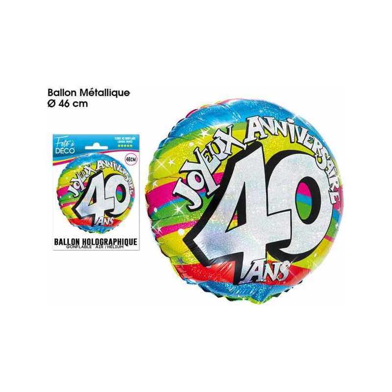 Ballon mylar anniversaire 40 ans