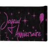 Chemin de table joyeux anniversaire noir et or Chemin de table joyeux anniversaire noir et or