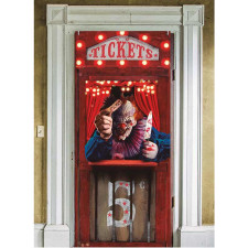 Déco de porte Halloween clown tueur