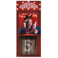Décor de porte cirque et fête foraine avec clown Halloween