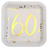 Assiettes en carton 60 ans carrées pour anniversaire Assiettes en carton 60 ans carrées pour anniversaire