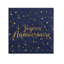 Serviettes bleues et or pour anniversaire