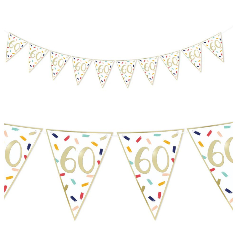 Guirlande fanion anniversaire 60 ans Guirlande fanion anniversaire 60 ans