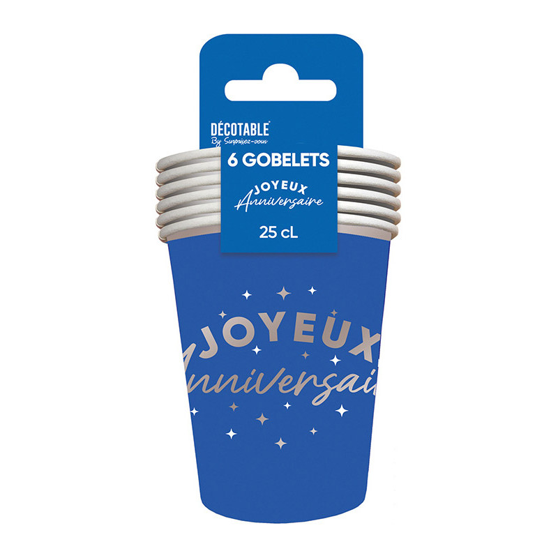 Gobelet anniversaire bleu en carton Gobelet anniversaire bleu en carton