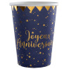 Gobelets anniversaire en carton bleu et or Gobelets anniversaire en carton bleu et or