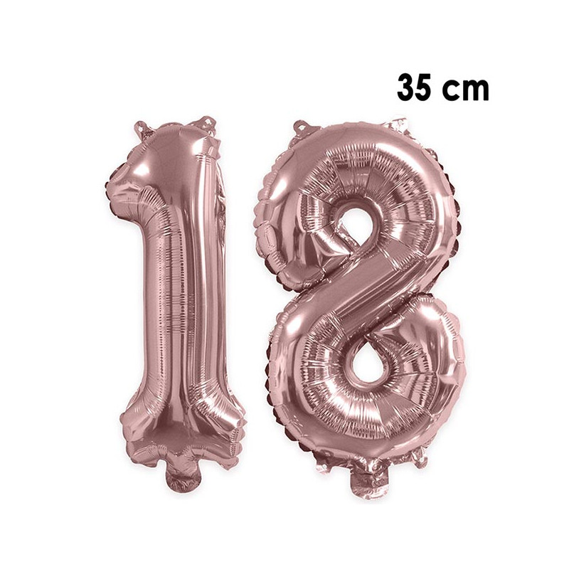Ballons 18 ans rose gold d'anniversaire en alu 35 cm