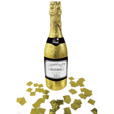 Bouteille de Champagne lance confettis or
