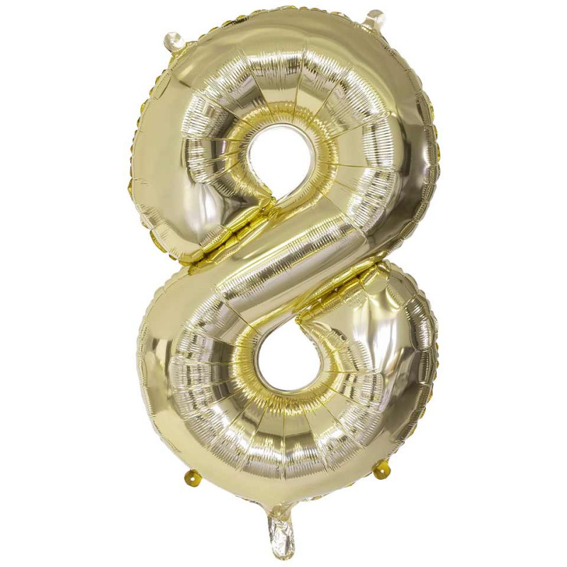 Ballon chiffre 8 géant couleur or