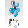 Décoration avec ballons bleus et argent