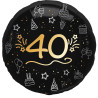 Ballon 40 ans hélium anniversaire noir et or Ballon 40 ans hélium anniversaire noir et or