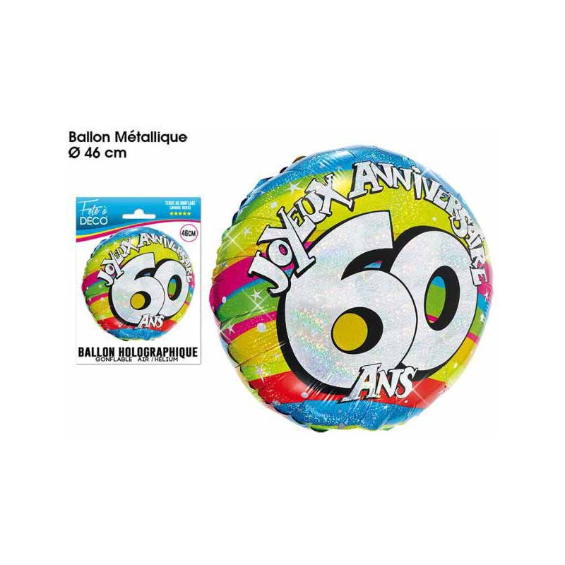Ballon 60 ans anniversaire aluminium mylar