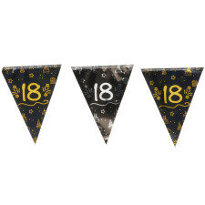 Guirlande anniversaire 18 ans noire, or et argent