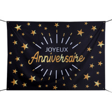 Toile de fond anniversaire noir et or