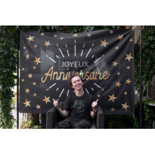 Toile de fond photo anniversaire noire et dorée Toile de fond photo anniversaire noire et dorée