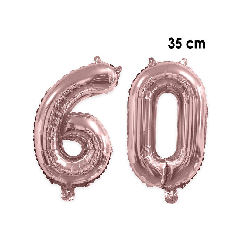 Ballons 60 ans rose gold anniversaire en alu