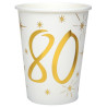 Gobelets or et blancs pour anniversaire 80 ans Gobelets or et blancs pour anniversaire 80 ans