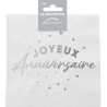 Serviette joyeux anniversaire couleur argent en papier Serviette joyeux anniversaire couleur argent en papier