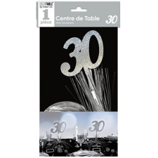 Centre de table anniversaire 30 ans couleur argent