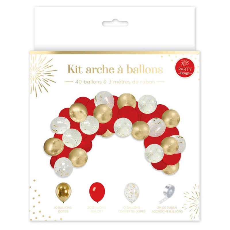 Arche de ballons rouge et or