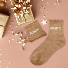Cadeau chaussettes à paillettes brunette