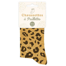 Paire de chaussettes léopard à paillettes