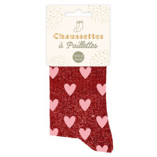 Paire de chaussettes cœur à paillettes Paire de chaussettes cœur à paillettes