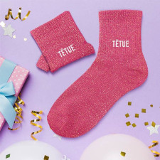 Cadeau chaussettes à paillettes têtue