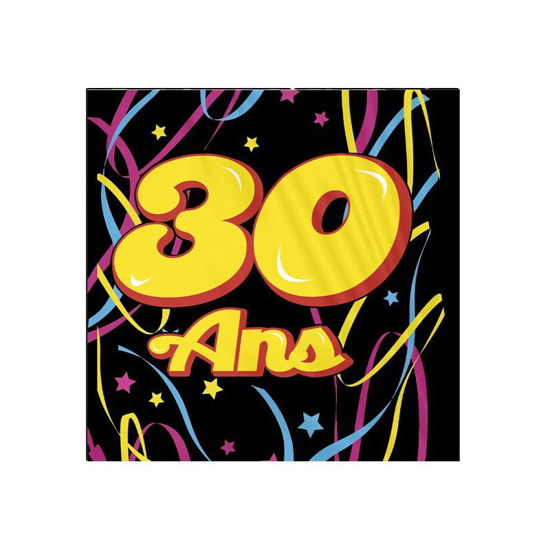 Serviette 30 ans anniversaire multicolore