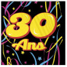 Serviette 30 ans anniversaire multicolore