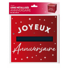 Tirelire joyeux anniversaire rouge en carton