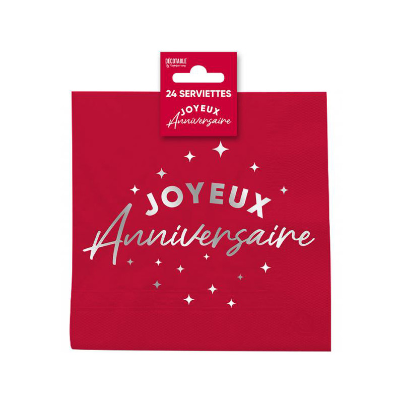 Serviette anniversaire rouge