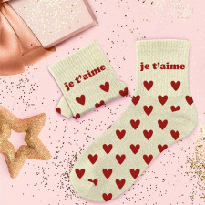 Cadeau chaussettes à paillettes je t'aime