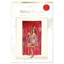 Rideau de porte à franges pour décoration rouge