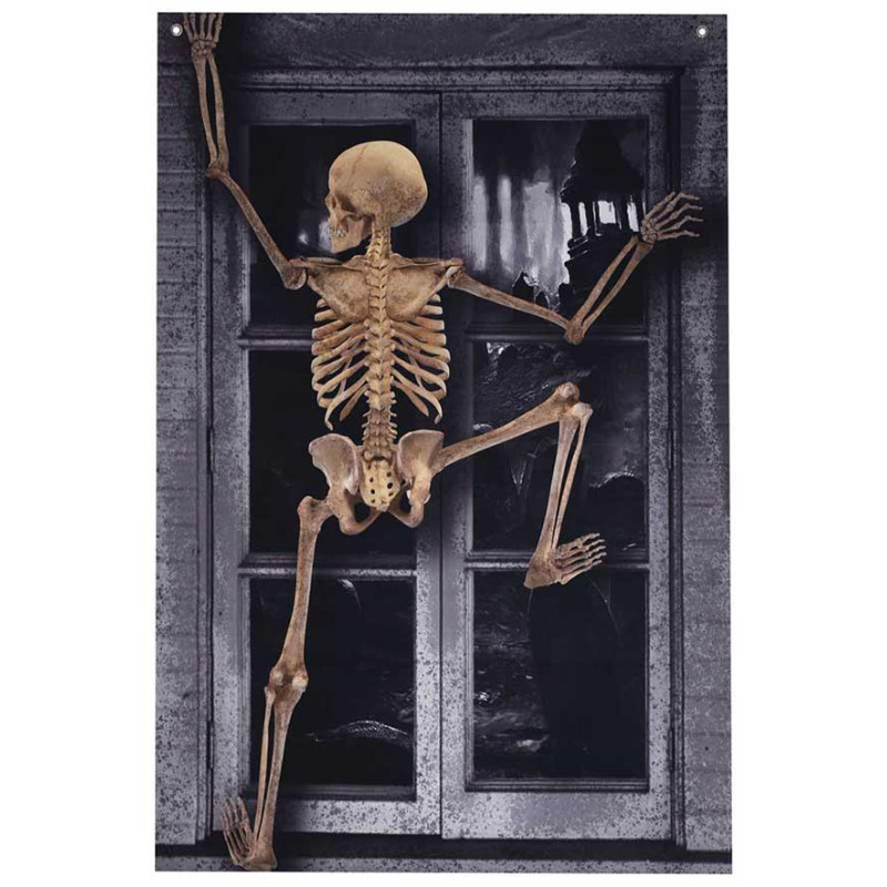 Déco vitre Halloween squelette