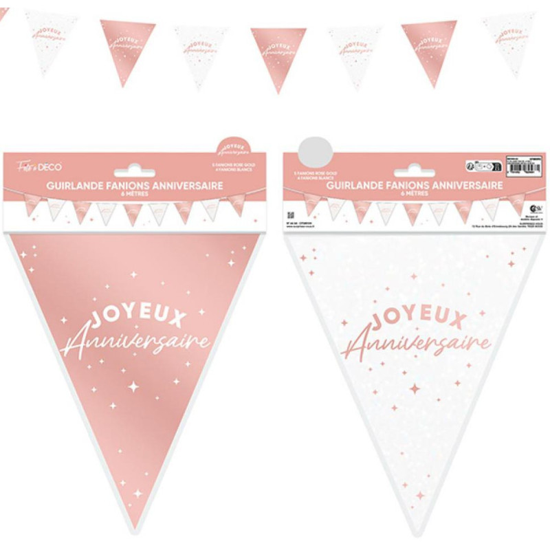 Guirlande joyeux anniversaire rose gold