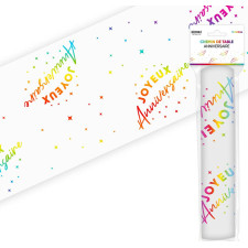 Chemin de table joyeux anniversaire multicolore