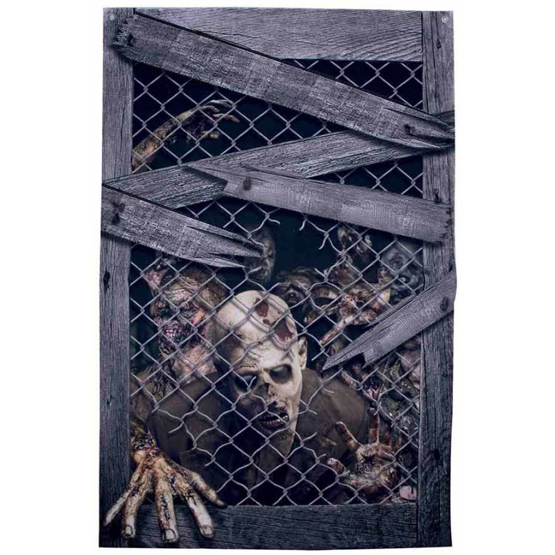 Décoration de fenêtre zombies enfermés Halloween