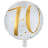 Ballon 70 ans hélium blanc et or Ballon 70 ans hélium blanc et or
