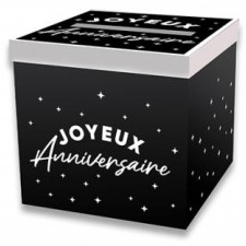 Urne Joyeux anniversaire noire et blanche