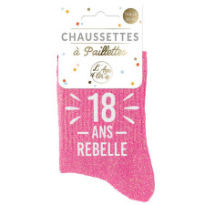 Paire de chaussettes anniversaire 18 ans à paillettes Paire de chaussettes anniversaire 18 ans à paillettes