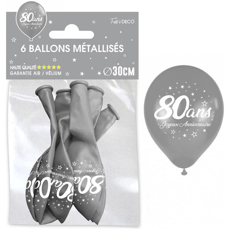 Ballon 80 ans argent pour anniversaire Ballon 80 ans argent pour anniversaire