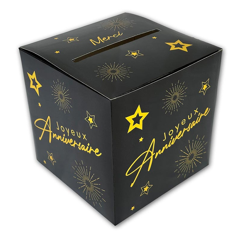 Urne anniversaire noir et or