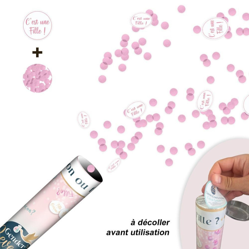 Canon confettis Gender Reveal fille