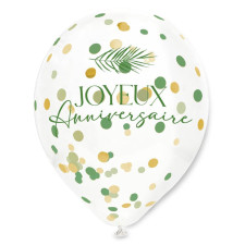 Ballon d'anniversaire tropical avec confettis