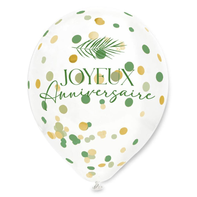 Ballon d'anniversaire tropical avec confettis