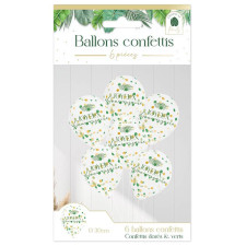 Ballons confettis d'anniversaire sur le thème tropical