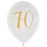 Ballons pour anniversaire 70 ans blanc et or en latex Ballons pour anniversaire 70 ans blanc et or en latex