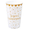 Gobelet réutilisable anniversaire blanc et or Gobelet réutilisable anniversaire blanc et or
