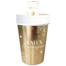 Verre anniversaire doré en carton