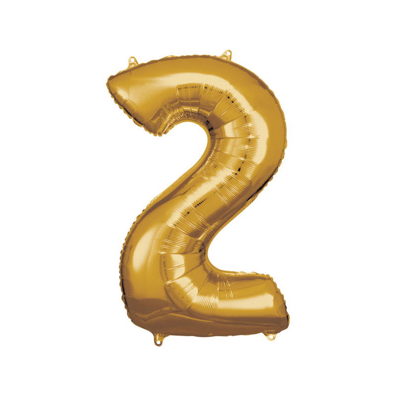 Ballon 2 chiffre couleur or